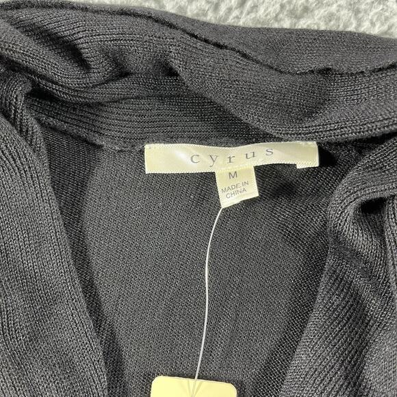 CYRUS CARDIGAN WOMENS MEDIUM BLACK VISCOSE LIGHTWEIGHT OPEN FRONT NWT NEW TOP - Picture 2 of 7